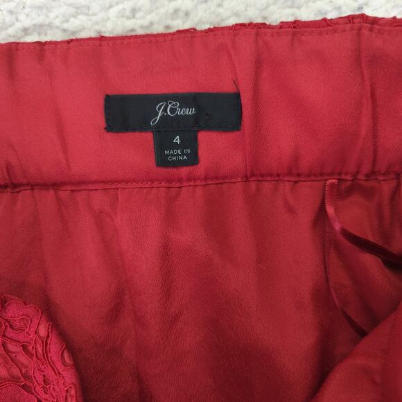 J.Crew Pintucked Pencil Skirt Floral Lace F8660 Midi Pleated‎ Red Women's Size 4 - Picture 3 of 6